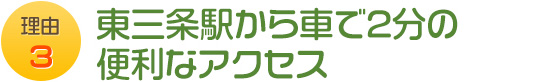 理由3 東三条駅から車で2分の便利なアクセス